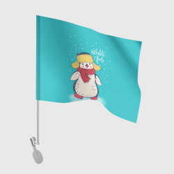 Флаг для автомобиля Пингвин в шарфе