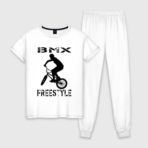 Женская пижама хлопок с принтом BMX FreeStyle, вид спереди #2