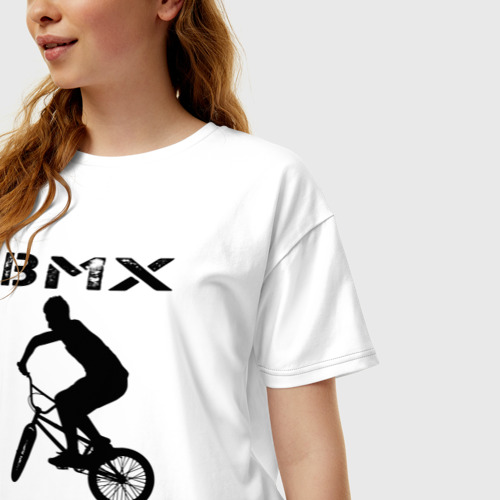 Женская футболка хлопок Oversize BMX FreeStyle, цвет белый - фото 3