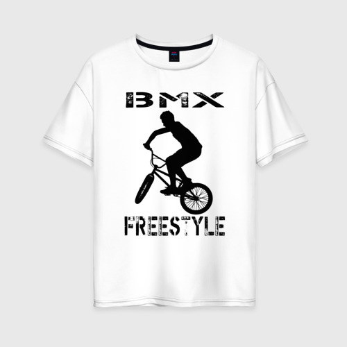 Женская футболка хлопок Oversize BMX FreeStyle, цвет белый