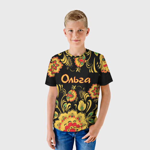 Детская футболка 3D Ольга, роспись под хохлому, цвет 3D печать - фото 3
