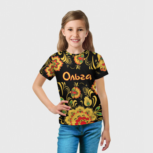 Детская футболка 3D Ольга, роспись под хохлому, цвет 3D печать - фото 5
