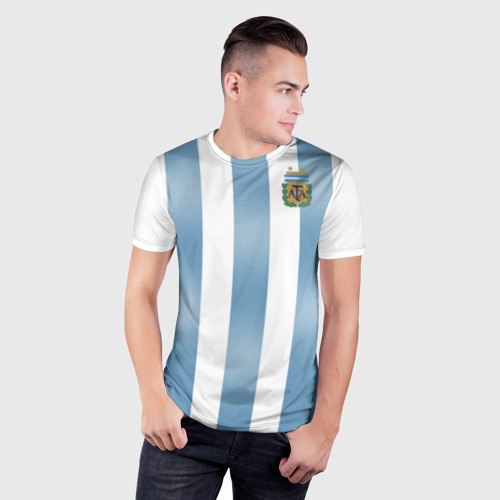 Мужская футболка 3D Slim с принтом Аргентина ЧМ 2018, фото на моделе #1