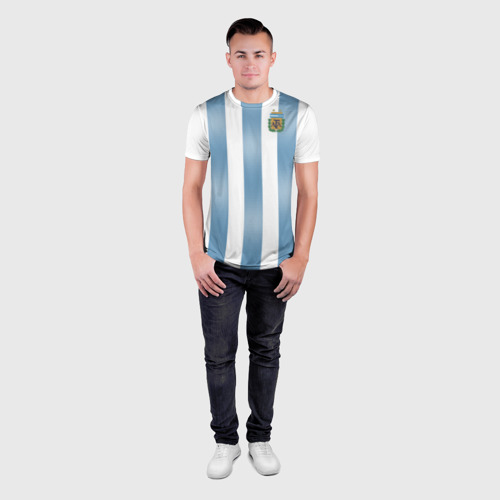 Мужская футболка 3D Slim с принтом Аргентина ЧМ 2018, вид сбоку #3