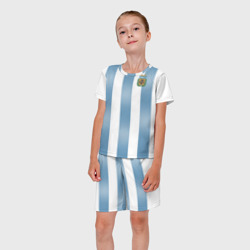 Костюм с принтом Аргентина ЧМ 2018 для ребенка, вид на модели спереди №3. Цвет основы: белый
