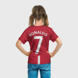 Футболка с принтом C.Ronaldo retro 2008 для ребенка, вид на модели сзади №3. Цвет основы: белый