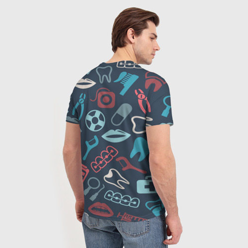 Мужская футболка 3D с принтом Стоматолог, вид сзади #2