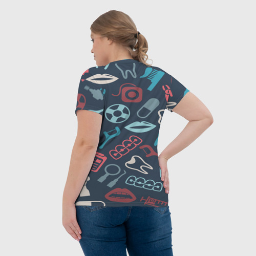 Женская футболка 3D с принтом Стоматолог, вид сзади #2