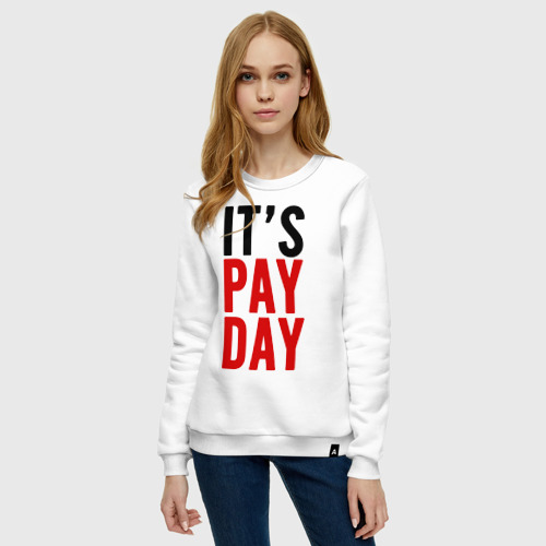 Женский свитшот хлопок  It's pay day, цвет белый - фото 3