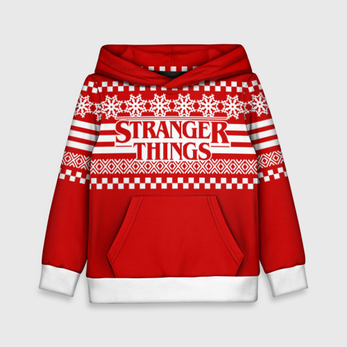 Детская толстовка 3D СВИТЕР STRANGER THINGS | ОЧЕНЬ СТРАННЫЕ ДЕЛА НОВОГОДНИЙ , цвет белый