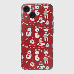 Чехол для iPhone 15 силиконовый с защитой камеры Новый год