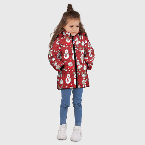 Зимняя куртка для девочек 3D с принтом Новый год, вид сбоку #3
