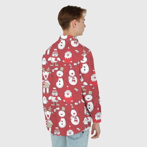 Мужская рубашка oversize 3D с принтом Новый год, вид сзади #2