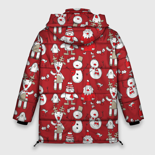Женская зимняя куртка 3D с принтом Новый год, вид сзади #1