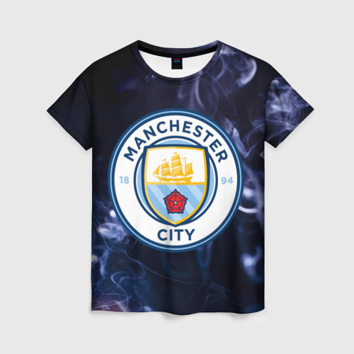 Женская футболка 3D с принтом Манчестер Сити, вид спереди #2