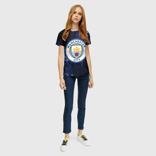 Женская футболка 3D с принтом Манчестер Сити, вид сбоку #3