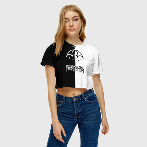 Женская футболка Crop-top 3D Bring Me the Horizon, цвет 3D печать - фото 3