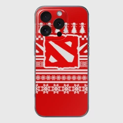 Чехол для iPhone 16 Pro силиконовый с защитой камеры Свитер Dota 2 новогодний