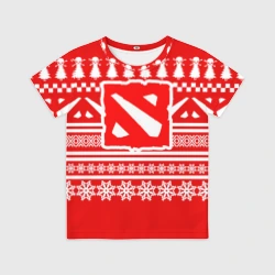Детская футболка 3D Свитер Dota 2 новогодний