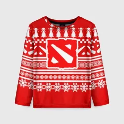Детский лонгслив 3D Свитер Dota 2 новогодний