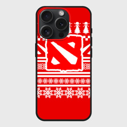 Чехол силиконовый для Apple iPhone 15 Pro матовый Свитер Dota 2 новогодний