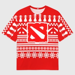 Мужская футболка oversize 3D Свитер Dota 2 новогодний