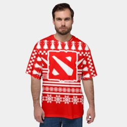 Мужская футболка oversize 3D Свитер Dota 2 новогодний - фото 2