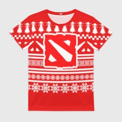 Женская футболка 3D Свитер Dota 2 новогодний