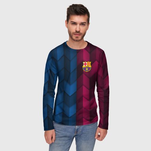 Мужской лонгслив 3D FC Barca 2018 Creative uniform, цвет 3D печать - фото 3