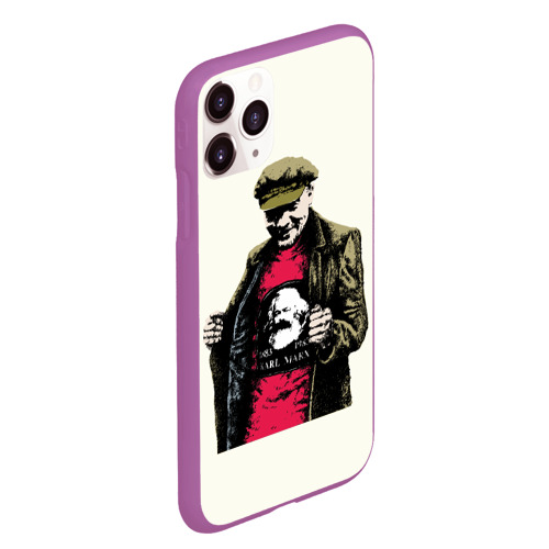 Чехол для iPhone 11 Pro Max матовый Ленин, цвет фиолетовый - фото 3