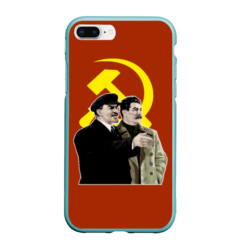 Чехол для iPhone 7Plus/8 Plus матовый Ленин Сталин, цвет мятный