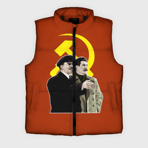 Мужской жилет утепленный 3D Ленин Сталин, цвет черный