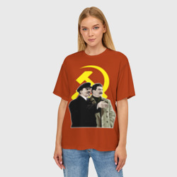 Женская футболка oversize 3D Ленин Сталин - фото 2