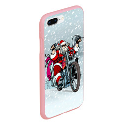 Чехол для iPhone 7Plus/8 Plus матовый Санта Клаус - байкер и снегопад - фото 2