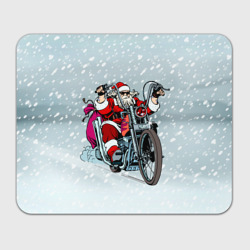 Прямоугольный коврик для мышки Санта Клаус - байкер и снегопад