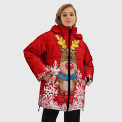 Женская зимняя куртка Oversize Олень в шарфике - фото 2