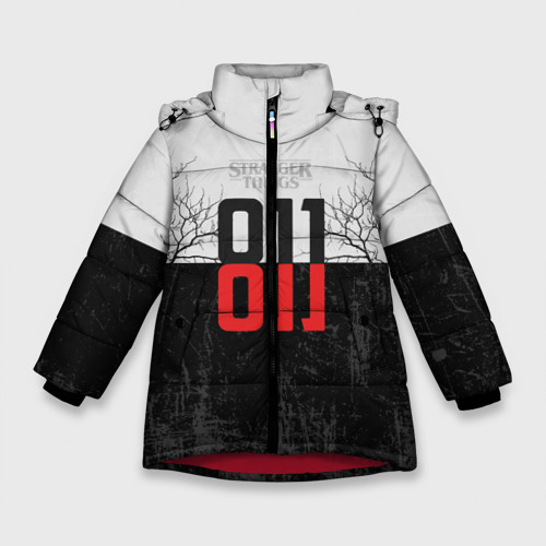Зимняя куртка для девочек 3D с принтом Одиннадцать 011, вид спереди #2