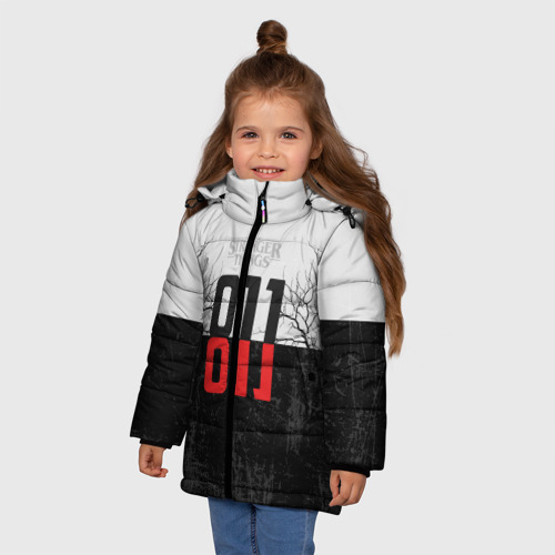 Зимняя куртка для девочек 3D с принтом Одиннадцать 011, фото на моделе #1