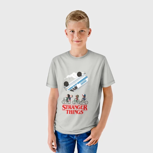 Детская футболка 3D с принтом Очень Странные дела, фото на моделе #1