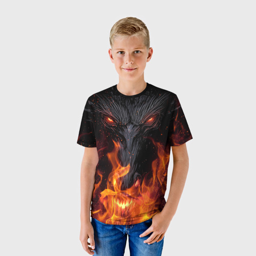 Детская футболка 3D Огненный дракон, цвет 3D печать - фото 3