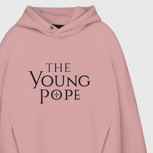 Мужское худи Oversize хлопок The young pope, цвет пыльно-розовый - фото 4