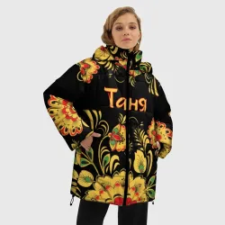 Женская зимняя куртка Oversize Таня, роспись под хохлому - фото 2