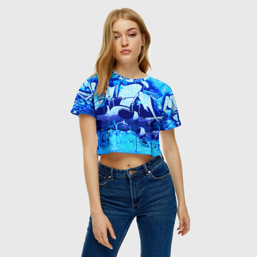 Женская футболка Crop-top 3D Необыкновенное граффити, цвет 3D печать - фото 3