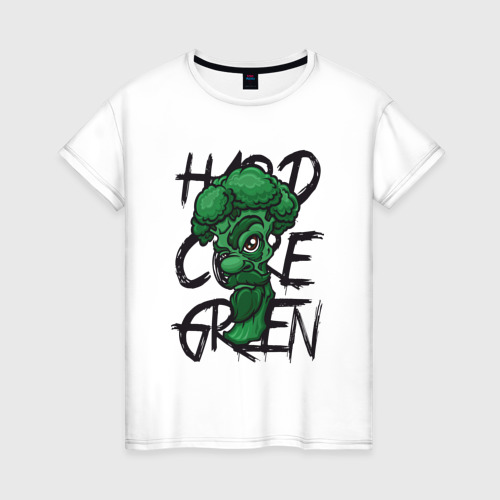 Женская футболка хлопок Брокколи Hardcore Green, цвет белый