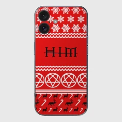 Чехол для iPhone 16 силиконовый с защитой камеры Праздничный HIM