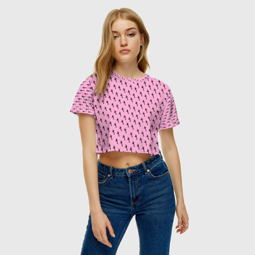 Женская футболка Crop-top 3D LiL PEEP Pattern, цвет 3D печать - фото 3