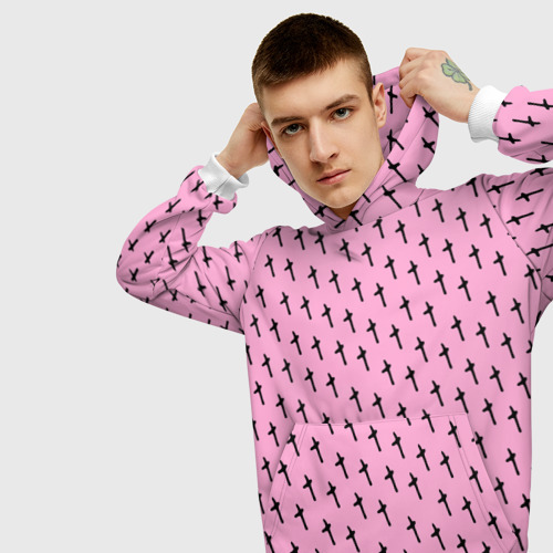 Мужская толстовка 3D LiL PEEP Pattern, цвет белый - фото 5