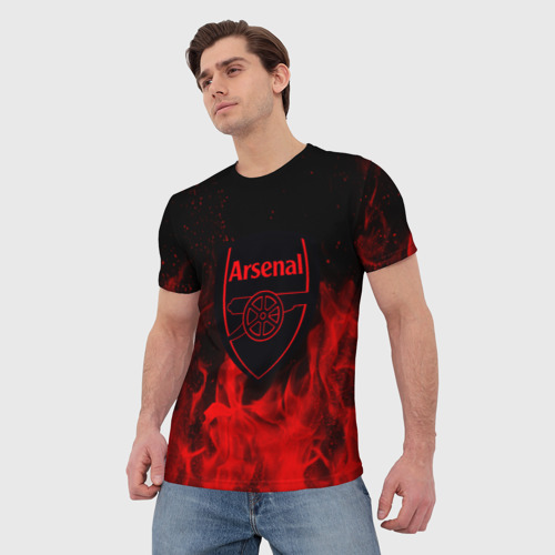 Мужская футболка 3D FC ARSENAL IN FIRE 2018, цвет 3D печать - фото 3