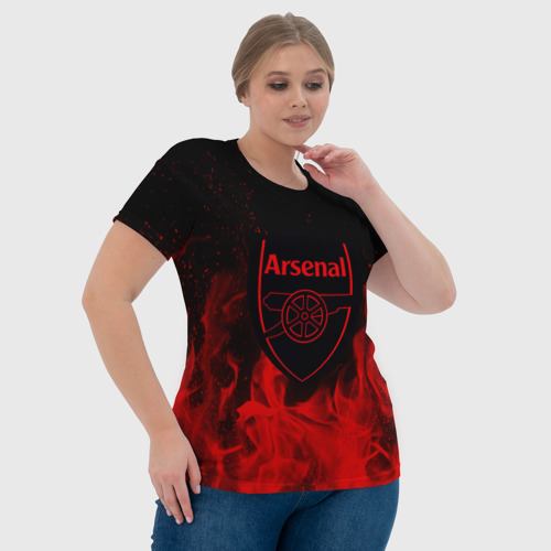 Женская футболка 3D FC ARSENAL IN FIRE 2018, цвет 3D печать - фото 6