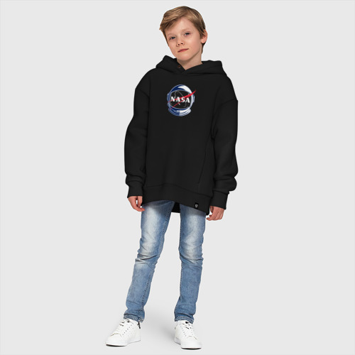 Детское худи Oversize хлопок NASA, цвет черный - фото 11